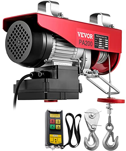 Vevor Polipasto Eléctrico 220 V / 480 W Capacidad de Carga 100 KG / 200 KG Cabrestante Eléctrico con Remoto Inalámbrico 12 m/min, 6 m/min Herramienta de Elevación para Talleres de Tienda Casera