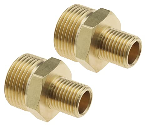 The Lord of the Tools 2PCS Pressure Washer Adapter M22x1.5 Male Thread to G1/4 Inch Male Nipple Plug Brass Coupling Reducer Hose Joining Connection Adapter Connector for Hose