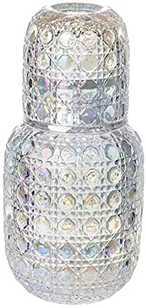JISADER Vintage Bedside Water Carafe And Glass Set Kettle Glass Carafe Jug Teapots Bedside Carafe with Glass Cup for Kitchen By, Multicolor