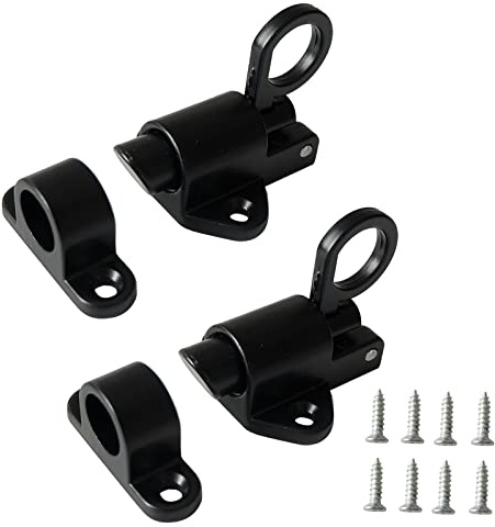 Vastsea 2 Stücke Automatische Türriegel, Spring Bounce Türschraube, Federverriegelung mit Schrauben, für Fenster, Holztüren, Schranktüren, Balkontüren, Gartentüren(Schwarz)