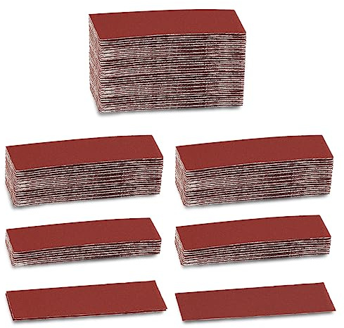 LEONTOOL Kit di 100 micro levigatrici per dettagli, levigatrice per micro finitura, carta vetrata in ossido di alluminio, grana 400, 8,9 x 3,5 cm, per legno, metallo, piccoli progetti, spazi