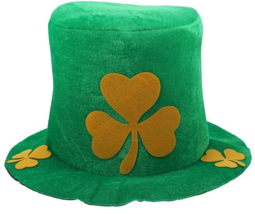 FELTECHELECTR GrüNer Shamrock Party Hut Aus Vlies 13.39In Kleeblatt Tophat FüR St. Patricks Day Festival KostüM Kopfbedeckung Party Accessoire Und Dekoration