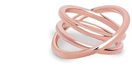 SINGULARU - Anillo Trinity. Latón con Acabado Baño en Oro Rosa de 18 Kt. Joyas para Mujer. Talla 10