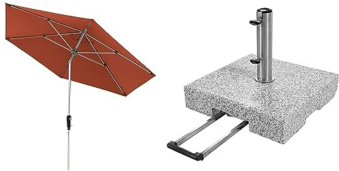 Doppler Sonnenschirm Aluminium 275 Bordeaux Granit-Sonnenschirmständer mit Ausziehgriff 72kg