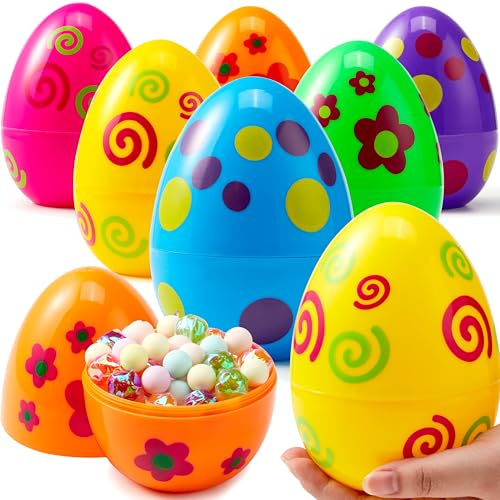 JOYIN 6 Stücke FARBIG BEDUCKTE RIELEN-OSTEREIER MIT EINER HÖHE VON 15,2 CM FUR Die Ostereiserssche, Osterkörbchenfüller, Ostern-Füllleckerien, PartygeSchenk, Klassentzimmer-Preisbarshönreckerien