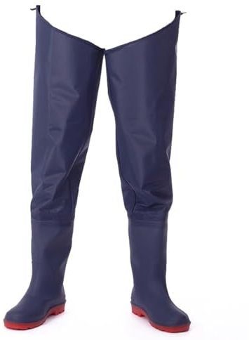 Watstiefel Hüftwathose aus PVC mit verstellbarem Karabiner und Oxford-Sohle, Wathose für Angeln und Jagen für Herren (Color : Blue, Size : 45 EU)