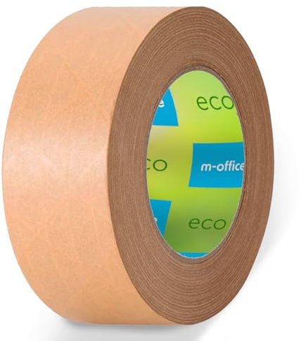 m-office Nastro Adesivo Carta Kraft, Nastro Carta Adesivo per Imballaggio Scatole, Spedizioni, Traslochi e Artigianato, Nastro di Carta per Imballaggio, Nastro Marrone Carta Kraft (1 pz, 50mmx50m)