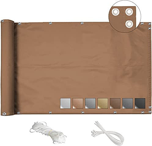 Brise-vue pour balcon - 90 x 190 cm - Pare-soleil de jardin - Protection UV - Pour appartement - Kaki