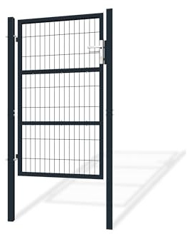 Casanoov - Portillon Grillagé RAZO Acier Galvanisé - 87 x 160 cm - 0,87 m x 1,6 m 1,39 m² - Gris Anthracite RAL 7016 - Mailles 50 x 200 mm - Poteaux Carrés 60 x 60 mm - Kit Complet