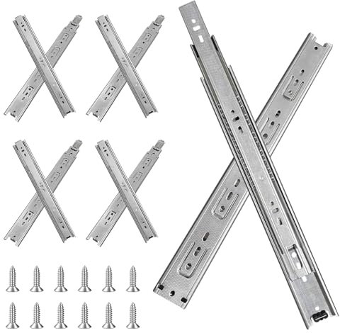 FCOUMY guide per cassetti 50,8 cm, guide per cassetti estrazione totale con guide con cuscinetti a sfera, guide cassetti 100 libbre di capacità 4 paia (8 pezzi)