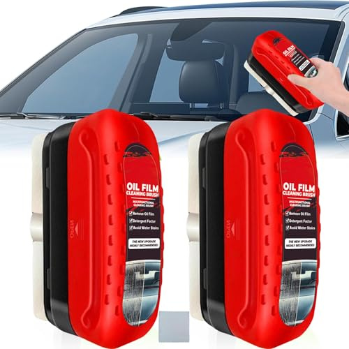Pulizia Vetri Auto,2pcs Automotive Oil Film Cleaning Brush,Liquido Lavavetri Auto,Detergente Vetri Auto,Detergente per Parabrezza e Rimozione Pellicola D'olio