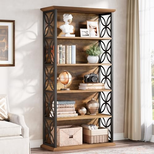Tribesigns Bücherregal mit 6 Ebenen, industrielles 71 Zoll Bücherregal mit Metallrahmen, freistehende offene Aufbewahrungsregale für Home Office, Wohnzimmer, Schlafzimmer