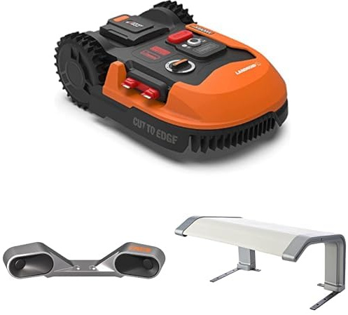 Pack WORX LANDROID Plus - 800 m² Robot Tondeuse Connecté WR148E + ACS + Garage de Protection (Installation Facile, Configurable, Autonome, Contrôle à Distance Via APP, Tonte Intelligente)