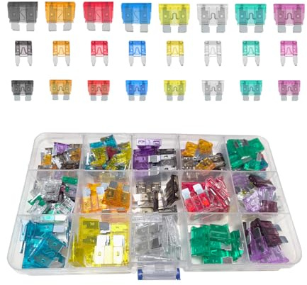 JNNJ 180Pcs Fusibili per Auto, Mini Set Di Fusibilis Per auto, Standard Lama Fusibilis Assortimento Kit, con Fusibili Estrattore & Archiviazione Scatola, Fusibili Autos Assortiti Kit(Zinco)