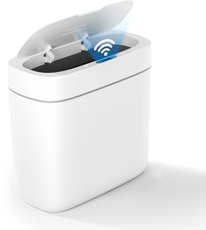 MOPALL Automatic Motion Sensor Bathroom Trash Can with Lid, 3.5 Gallon Touchless Garbage Can, IPX5 Waterproof Smart Small Waste Basket for Bedroom Kitchen Office