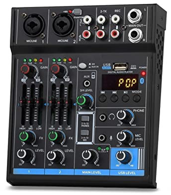 Table de mixage audio Interface professionnelle 4 canaux Mini mélangeur USB carte son 48V alimentation fantôme Studio enregistrement DJ Console de mixage