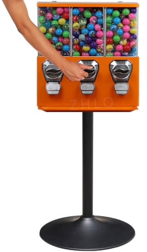 Distributeur automatique de bonbons commercial - Triple pièce de monnaie pour quartiers, idéal pour une utilisation professionnelle avec support inclus
