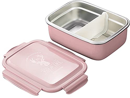 Sweeaau Scatole per il pranzo in acciaio inossidabile per bambini con scomparti scatole per adulti scatola per la colazione in metallo asilo scuola isolata per donne per bambini ragazze adulti scuola