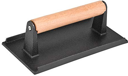 Agatige Presse de Grill en Fonte Lourde, rectangulaire 8.1 * 4.1 * 2,8 Pouces de Burger antiadhésif Burger Smasher avec poignée en Bois pour Les sandwichs de Bacon paninis