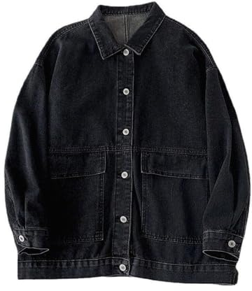 Cocila Giacca Da Lavoro Donna Di Jeans Ampia A Maniche Lunghe Con Cappotto Retrò Giubbotto In Pelle Marrone (Black S) Piumini Primaverile Donna Ecopelle Viola Camicione Lungo Chiodo Piumino