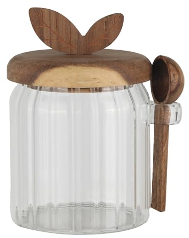 Vesavifaka Sucrier avec Couvercle et Cuillère, 450ml Distributeur de Sucre pour Café, Bocal en Verre, Pot de Conservation Hermétique, Récipient pour Sucre Brun, Céréales, Thé, Sel Épices