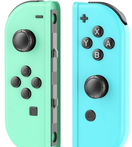 Mhwlhbx Manette Switch L/R Travailler avec la console de Switch/Lite/OLED, Manette sans fil prend en charge la double vibration, le gyro à 6 axes, le réveil -Green Blue [nintendo_switch]