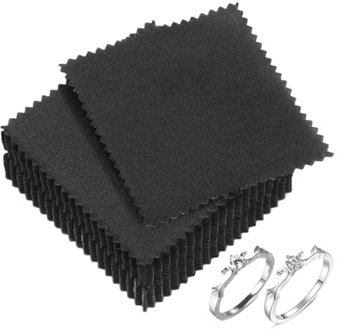 FRCOLOR 50piezas Plateada Brillante para Pulir Joyas Paño de Gamuza para Abrillantar Relojes y Accesorios Paño de Limpieza Reutilizable para Cuidado de Joyería