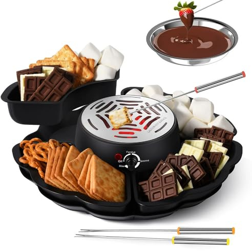 2 in 1 Electric Smores Maker, Indoor Fondue Pot Tabletop Family Smore Maker Electric Marshmallow Roaster Smores Kit for Parties