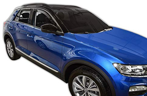J&J AUTOMOTIVE Heko Déflecteurs d'air et de Vent pour Volkswagen T-Roc Depuis 2017, Lot de 4pcs, Teintés, Avant et Arrière, Aérodynamique