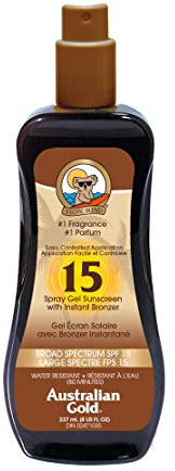 Australian Gold Exotic Blend Spray Gel Sunscreen with Instant Bronzer SPF 15-8 fl oz