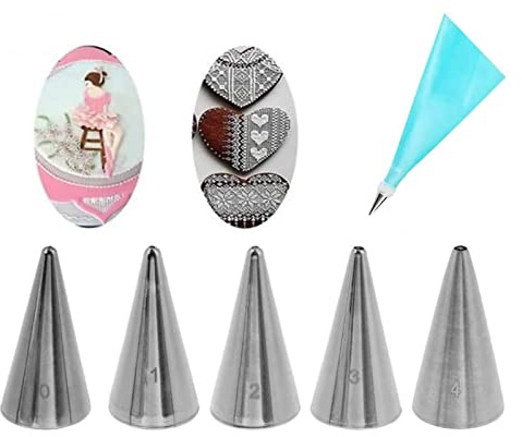GOOTRADES 7 Pcs-Set Cake Decorating Tips (5 Writing Tube,1 Coupler,1 Silicone Pastry Bag)