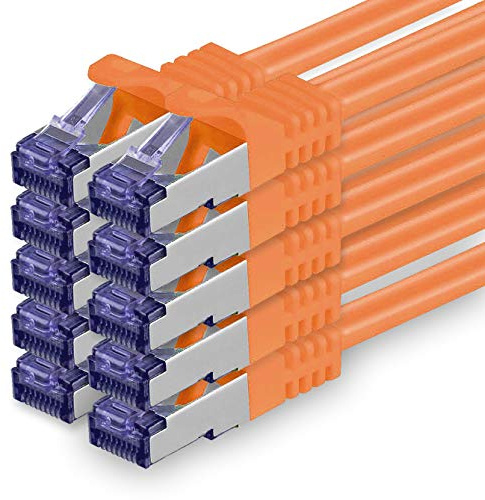 1aTTack.de Câble Réseau CAT7 CAT 7 10 Gigabit - 10x 1m - RJ45 Ethernet LAN DSL Routeur Modem - Orange
