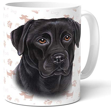 LABRADOR SCHWARZ - Kaffeetasse mit netten Spruch und schöner Zeichnung. Tasse. Teetasse. Becher aus Keramik. Kaffeebecher. Häferl mit Henkel. Praktisches Geschenk für alle Hundebesitzer.