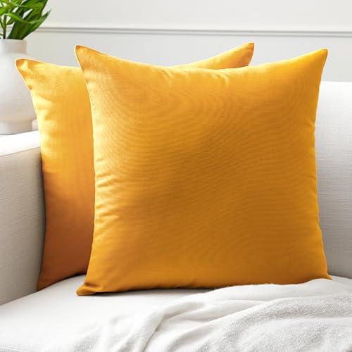 Encasa XO Baumwoll-Kissenbezüge, 2er-Set I 18x18 in (45x45 cm) - Mango I kein Einsatz I einfach Kissenbezüge I Maschinenwaschbar | Nur Innen benutzen