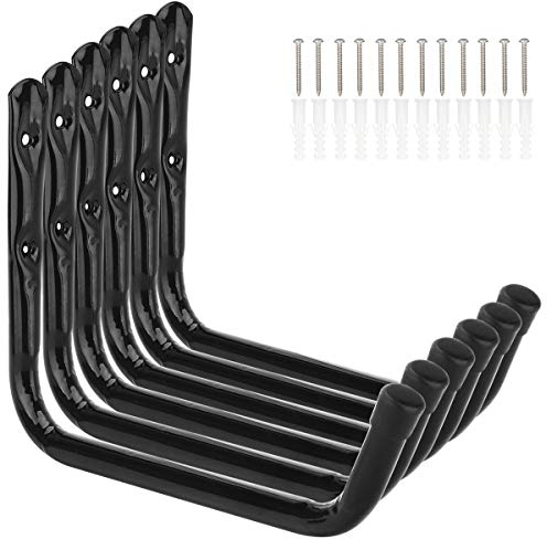 pipabiba 6 Stück Wandhaken Universalhaken Leiterhaken, 28cm wandhaken garage-haken, Wandhalterung Garage Kleiderbügel & Organizer für Leiter, Werkzeuge, Stuhl und Schlauch