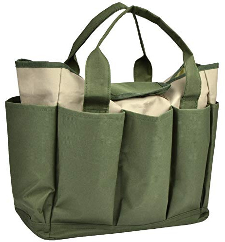 Garden Tool Bag, Garden Tote Bag with 8 Pockets, Canvas Garden Tool Storage Bags, Heavy-Duty Large Organizer Bag for Garden Tool Kit, Gardening Organizer for Women Men Indoor and Outdoor Gardening