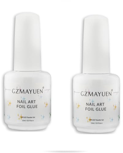 Transferfolie Nägel Folienkleber Nägel 2 Stück Nail Foil Glue Nageltransferfolien Kleber 15ML Nail Art Folienkleber Foil Gel Nail
