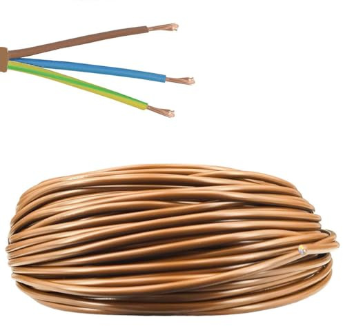 10m Zuleitung hellbraun H03VV-F 3 x 0,75qmm PVC isolierte Schlauch-Leitung Rehbraun 3G Leuchtenkabel Lampenkabel Kabel Stromkabel