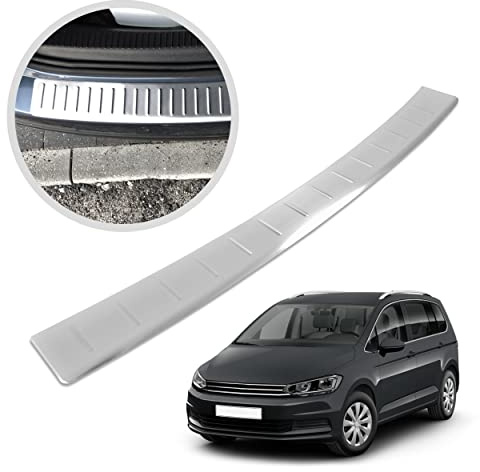 CHROMEMASTER | Ladekantenschutz Stoßstangenschutz | Kompatibel mit Volkswagen VW Touran 3 2015- ; Gebürsteter Edelstahl, Silber Matt; Unsere Lackschutzleiste Sichert den Heckstoßfänger vor Kratzern