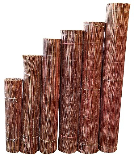 All4All Weidematte Weidesichtschutzmatte mit verwobenem verzinktem Draht + 10 STK Kabelbinder Sichtschutz Sichtschutzmatte für Tarasse Balkon Garten Natürlich (90x300cm)