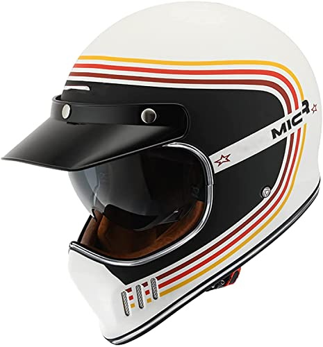 ZLYJ Solider Retro-Motorrad Integralhelm, Motocross ATV Helm, ECE-zertifizierter Multifunktionshelm, Persönlichkeit, Cooler Vierjahreszeiten-Schutzhelm A,Large