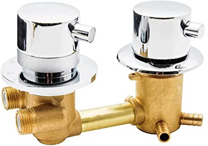 Robinets de Douche Thermostatiques 2/3/4 Voies Sortie 10/12,5/14,5cm Intubation Laiton Mitigeur Robinet Température Contrôle pour Salle Bain, Cartouche Laiton, Double Support (4 Sortie 10cm)