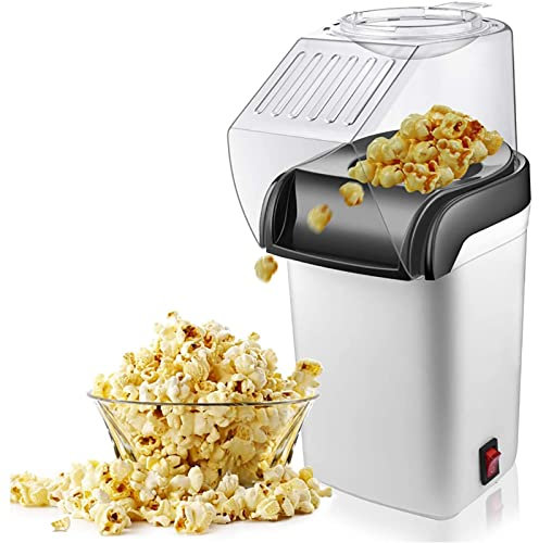 BLUNOA Electric Popcorn Machine Hot Air Popcorn Maker 3 Minutes Fast Popcorn Popper 98% Popping Rate Fat-Free & Low-Calorie BPA-Free For Home Party And Movie Nights (Color : White)