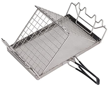Oreb Grille-Pain de Camping, Grille-Pain Pliable en Acier Inoxydable, Grille-Pain Portable 2 Toasts, Grille-Pain, Mini Support de Grille-Pain de Camping pour la Cuisson de Pique-Nique
