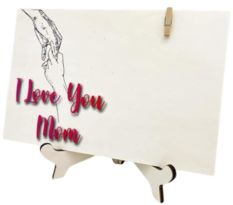 Cornice Portafoto in Legno Mamma Famiglia Amore, Porta Foto 2 Utilizzi Tavolo Scrivania Parete Muro, Idea Regalo Festa della Mamma Natale Compleanno, Decorazioni per la Casa, 100% Made in Italy