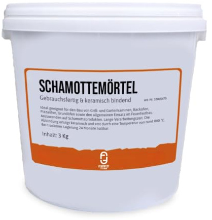 Schamottemörtel [Menge 3 kg] - Für Kaminöfen, Öfen & Grills - Feuerfester Mörtel 1.450 °C hitzebeständig - keramische Abbindung - Kaminmörtel Reparaturmörtel für Schamotte