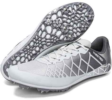 Ifrich Spikes Leichtathletik-Rennschuhe für Herren, Damen, Jungen, Mädchen, Leichtathletik, Rennschuhe, Leichtathletik-Sneaker, Hellgrau, 43 EU