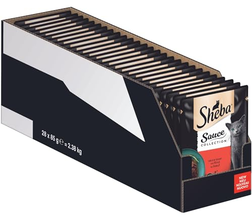 SHEBA Portionsbeutel Nassfutter für Katzen Sauce Collection Sauce Lover mit Rind 28 x 85g