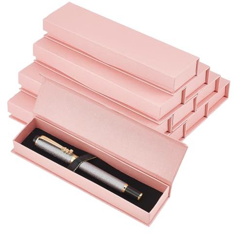 BENECREAT 10 caja de Regalo para Bolígrafo., Caja Expositora de Bolígrafos con Solapa Y Cierre Magnético, Regalo Vacía Rosa Caja de Bolígrafo de Cartón para Bolígrafo, 168x38mm