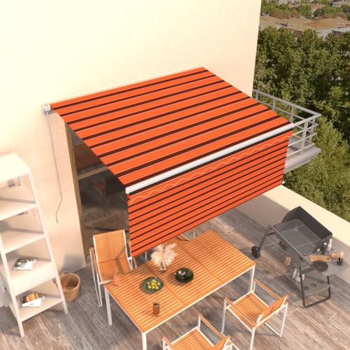 Terassenüberdachung Vordach für haustür Balkonmarkise Gelenkarmmarkise Einziehbar mit Jalousie 3,5x2,5 m Orange BraunGeeignet für Terrassen, Balkone, Veranden